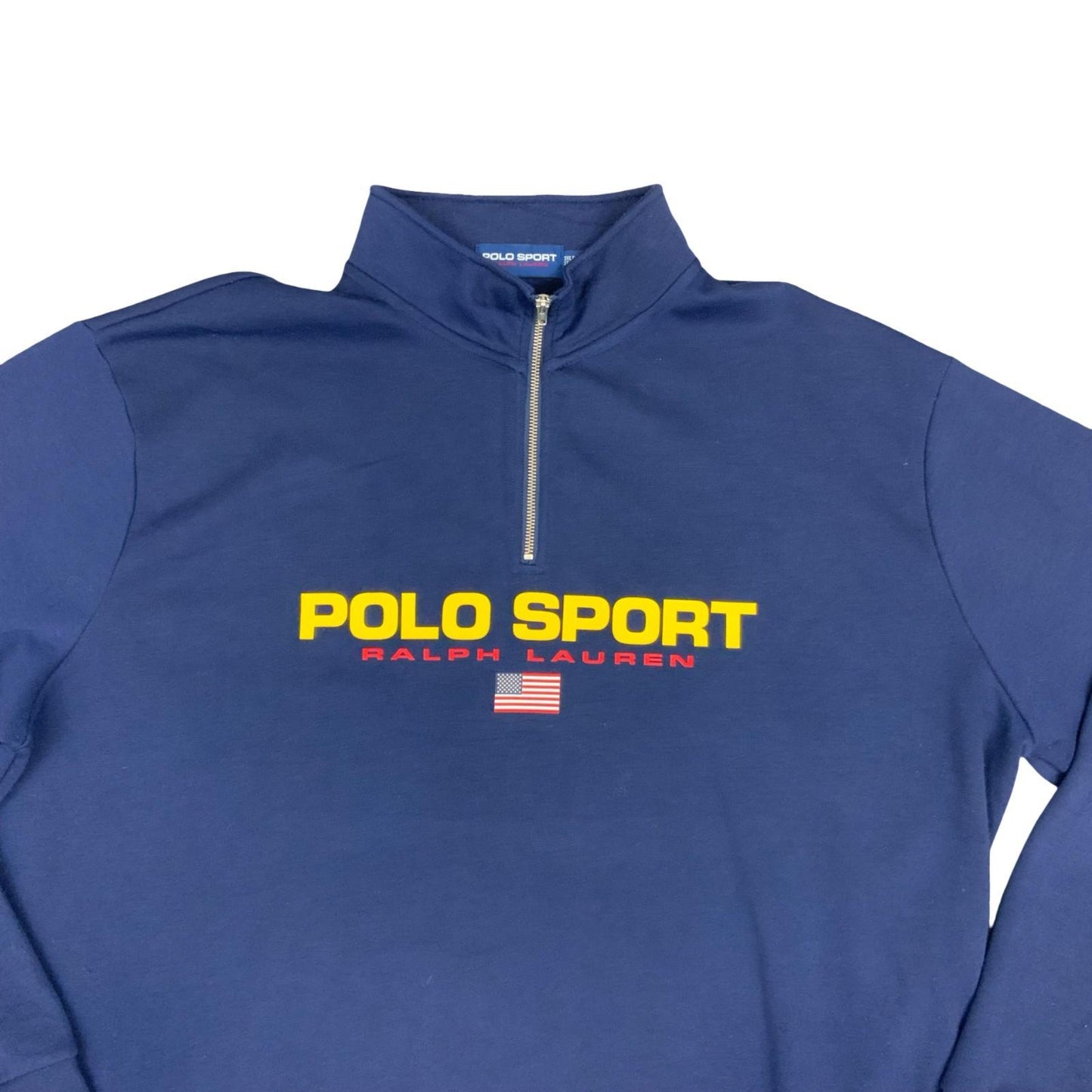 Vintage Polo Sport Ralph Lauren Navy Spell-Out 1/4 Zip Sweatshirt Pull Over 3XL