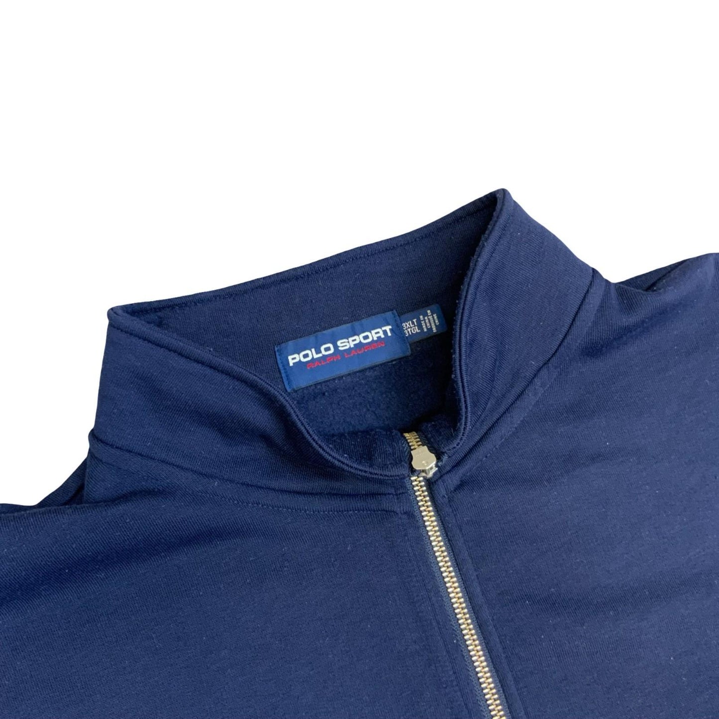 Vintage Polo Sport Ralph Lauren Navy Spell-Out 1/4 Zip Sweatshirt Pull Over 3XL