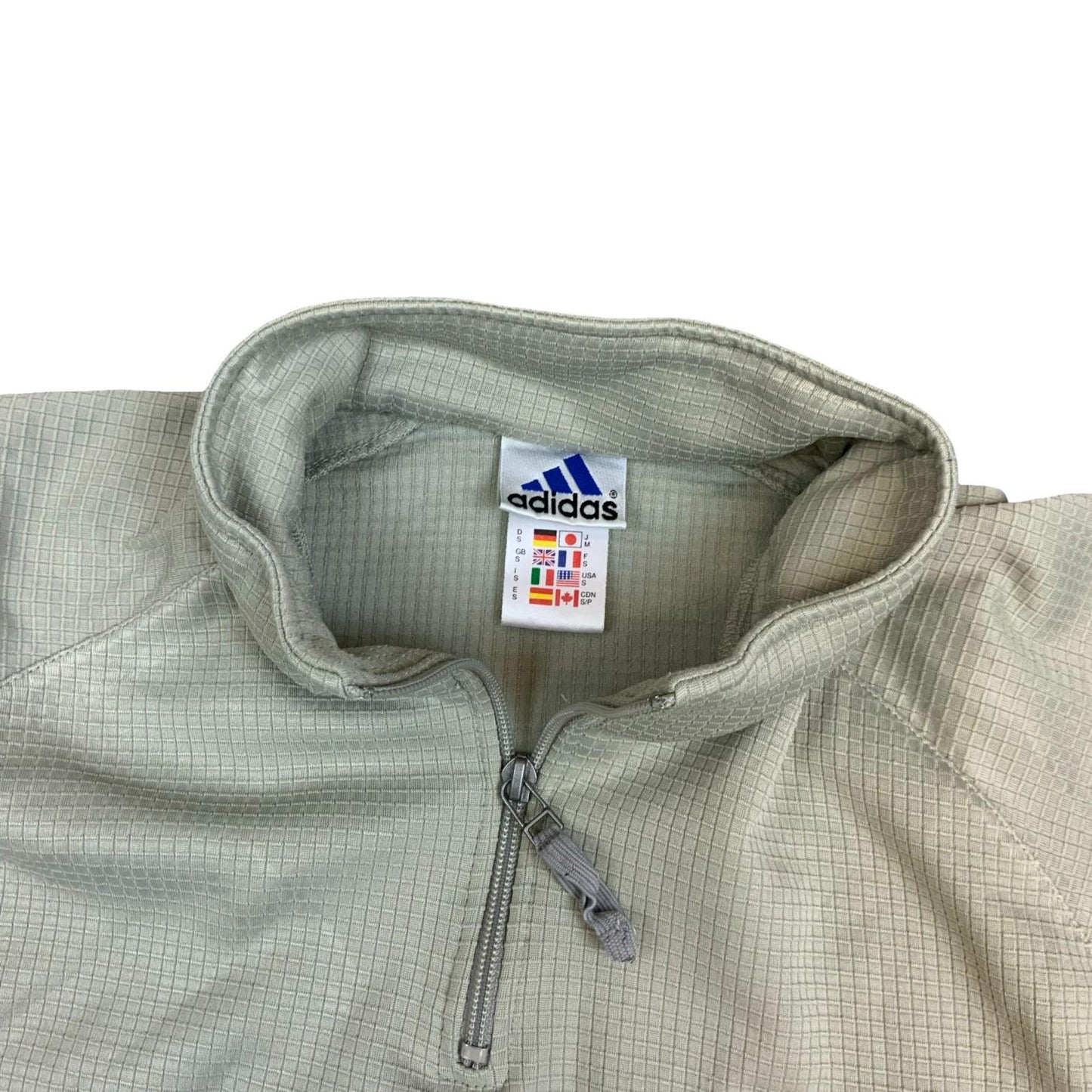 Vintage 90s Adidas Beige 1/4 Zip Crewneck Sweater Jumper Medium
