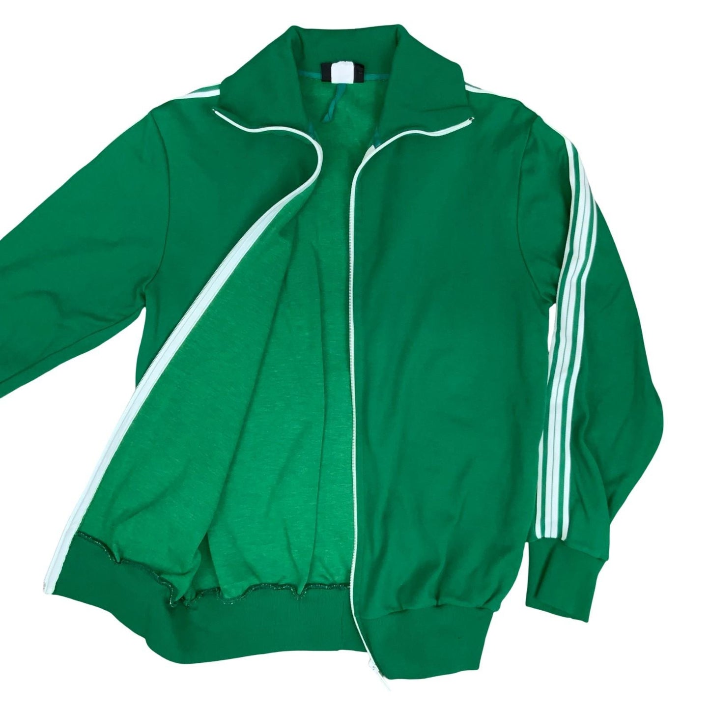 VTG 70s 80s 'GRASSHOPPERS' GREEN WHITE STRIPED TRAINING TRACK JACKET L