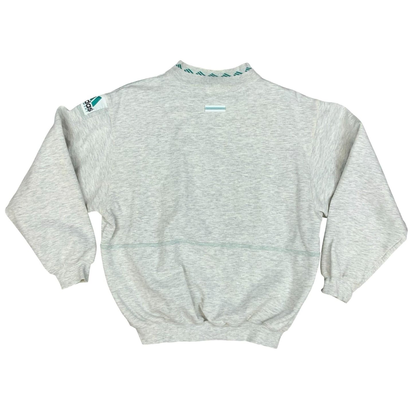 Vintage 1990s Adidas Equipment 1/4 Zip Grey Crewneck Sweater Jumper Medium