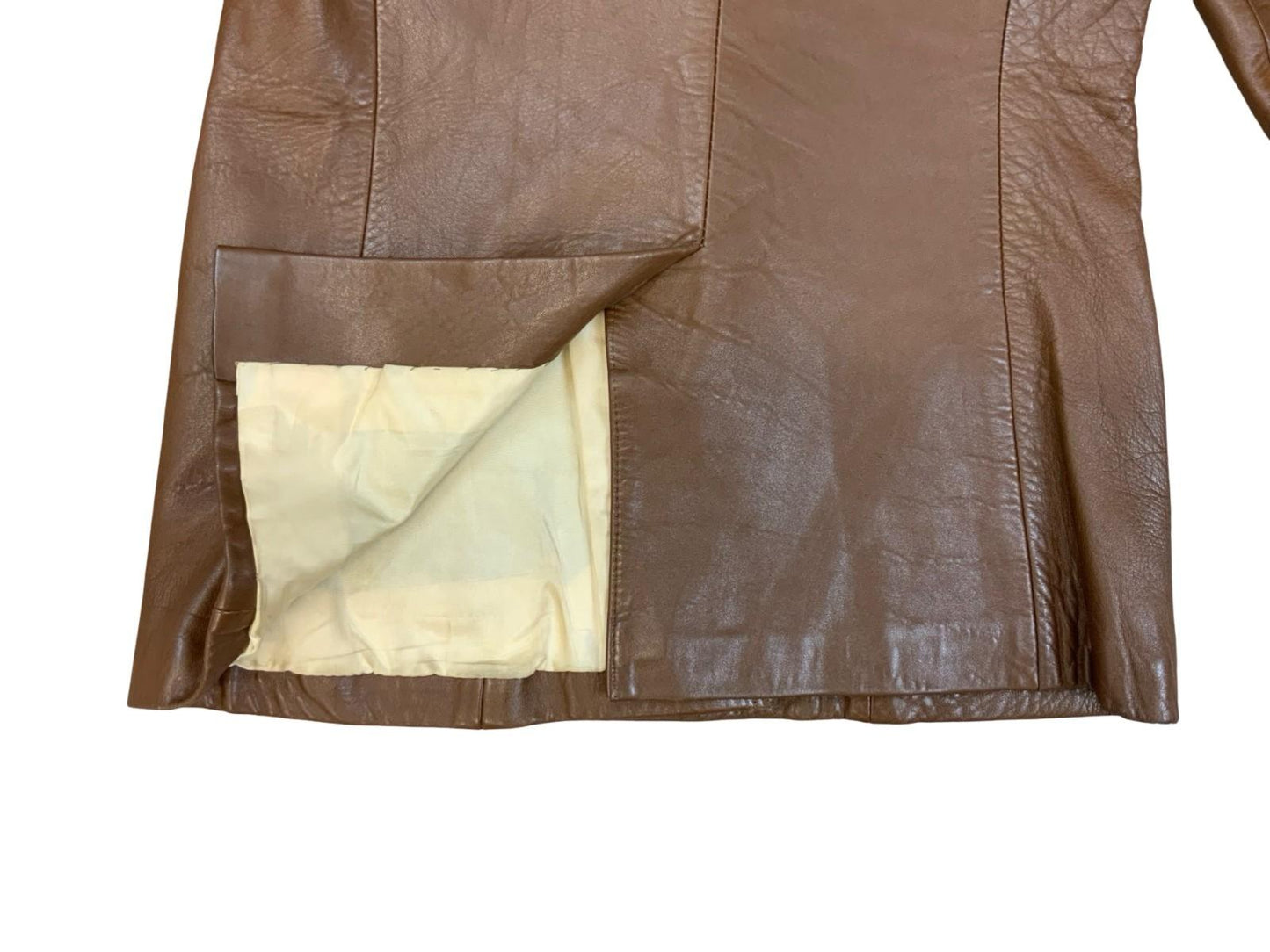 LADIES VTG 1970s SOFT BROWN LEATHER JACKET LARGE COLLARS DISCO BOHO HIPPY UK 8