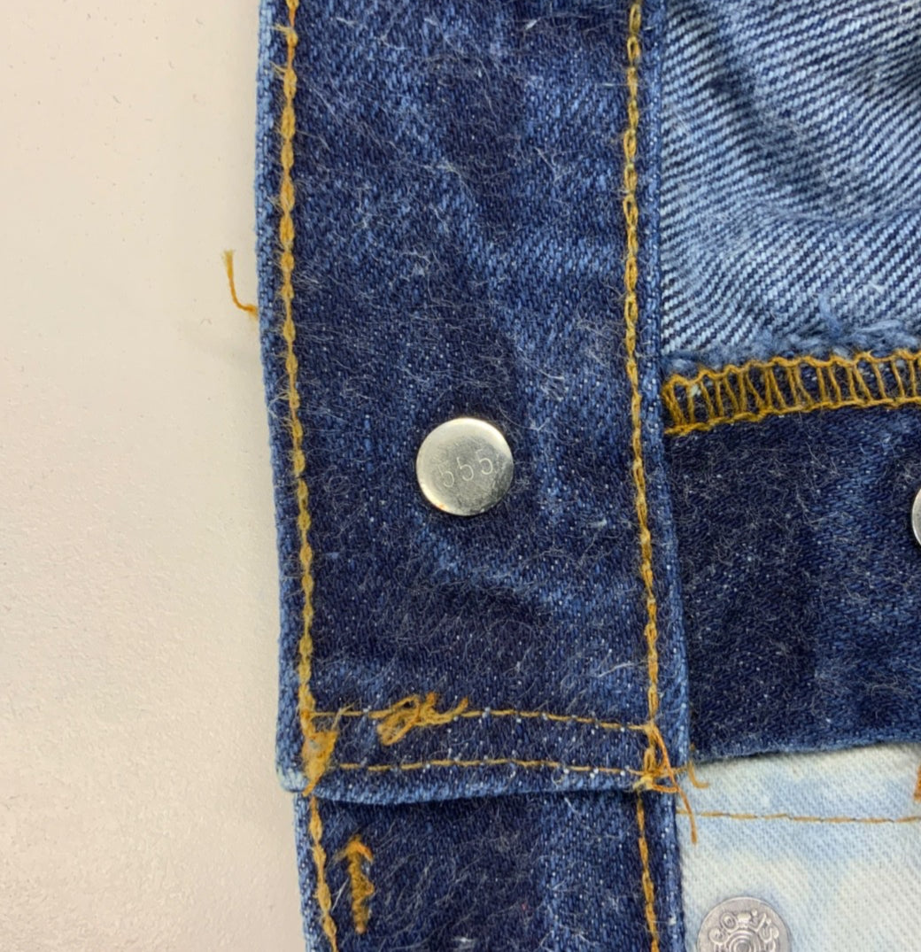 VTG 1990s RARE USA LEVIS 555 VALENCIA ST 501 SELVEDGE REWORKED SLIM LEG 28W 33L