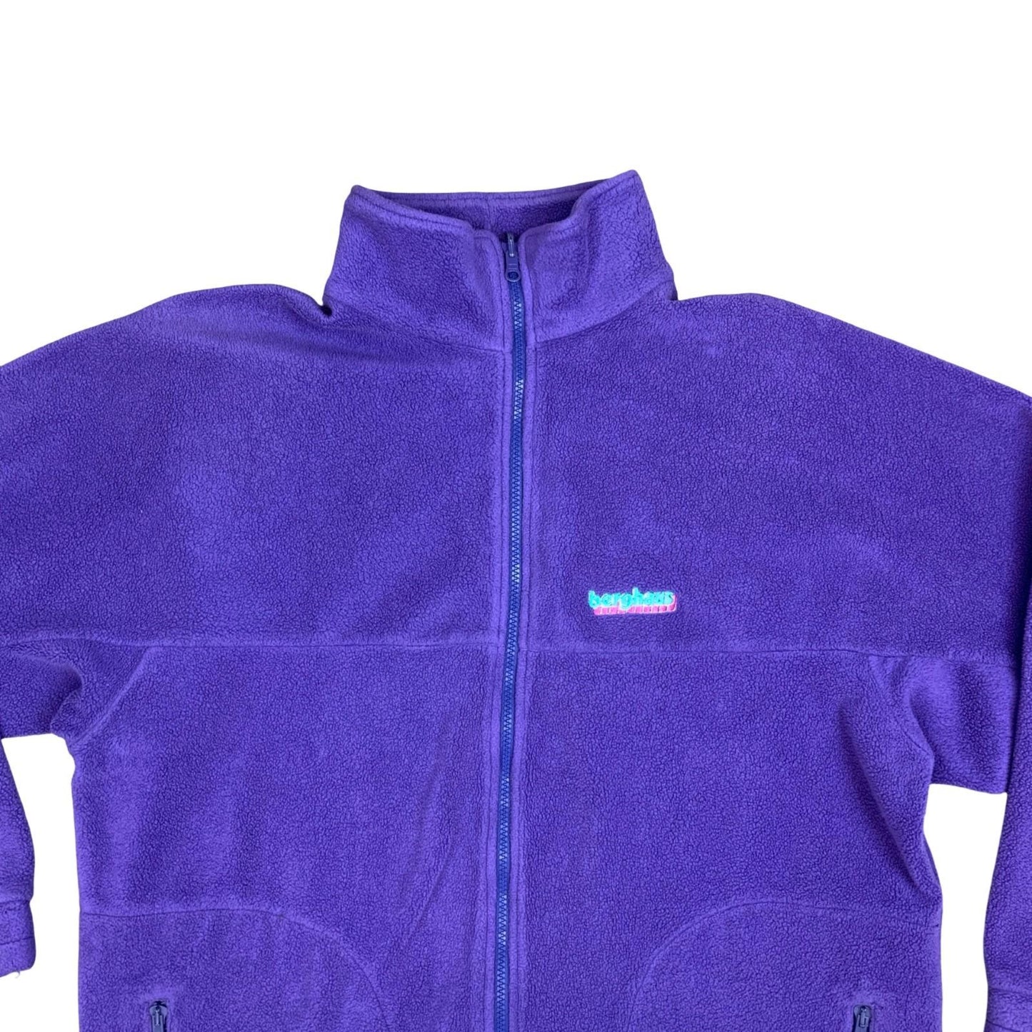 Vintage 1980s Berghaus Purple Lilac Zip-Up Fleece Jacket Sweatshirt Extra Large