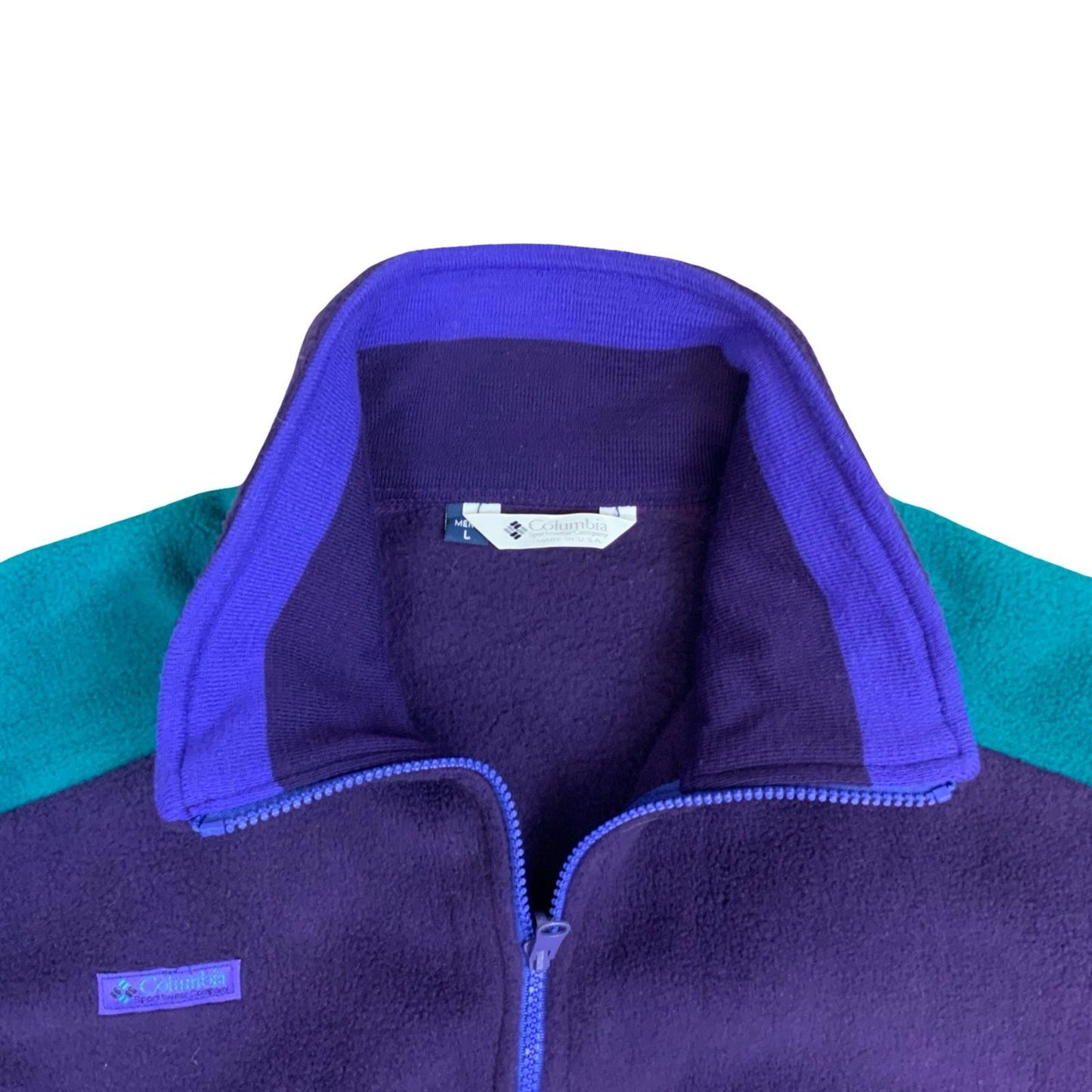 Vintage 1990's Columbia Sportswear Company Multi-Coloured Fleece Zip-Up Jacket L