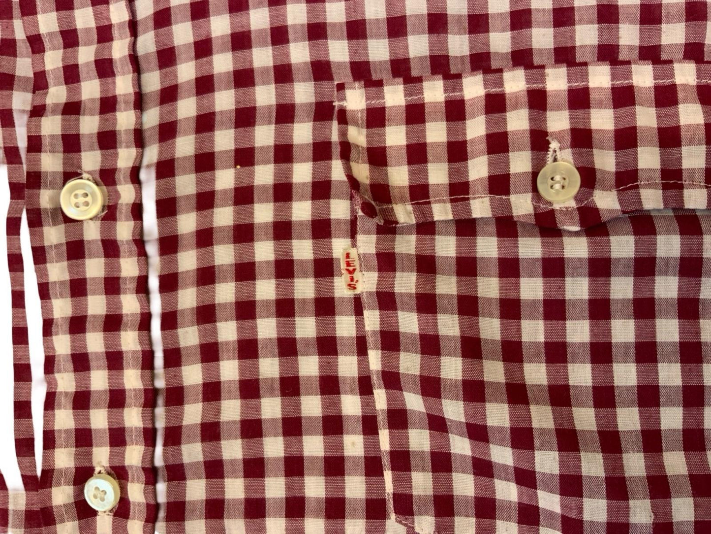 VTG 70s LEVIS BIG E WHITE TAB GINGHAM SHIRT WESTERN ROCKABILLY MOD SKINS XXL