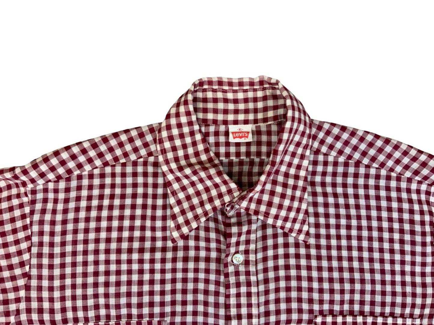 VTG 70s LEVIS BIG E WHITE TAB GINGHAM SHIRT WESTERN ROCKABILLY MOD SKINS XXL