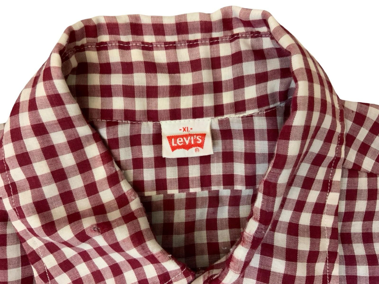 VTG 70s LEVIS BIG E WHITE TAB GINGHAM SHIRT WESTERN ROCKABILLY MOD SKINS XXL