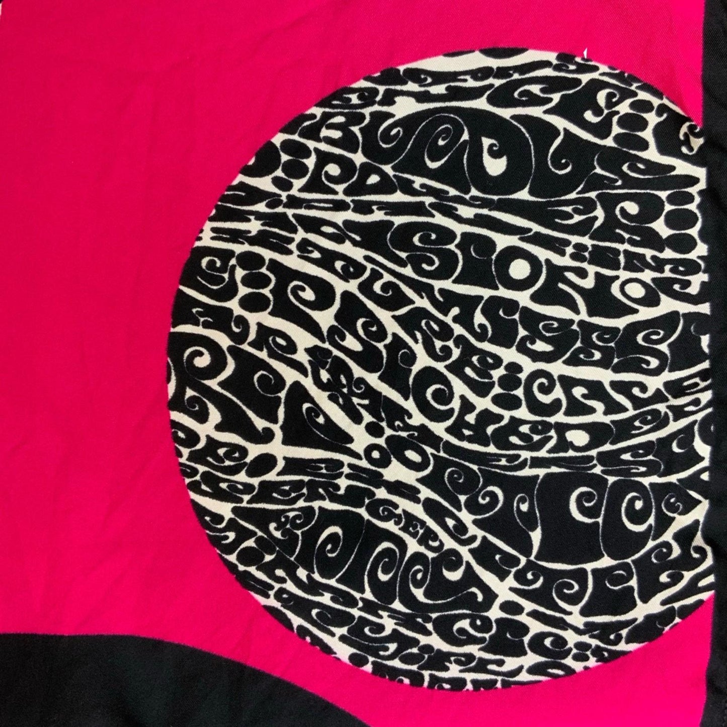 VTG 90s 'MISS SIXTY' PINK BLACK RETRO BOLD GRAPHIC POLKA-DOT SQUARE SCARF