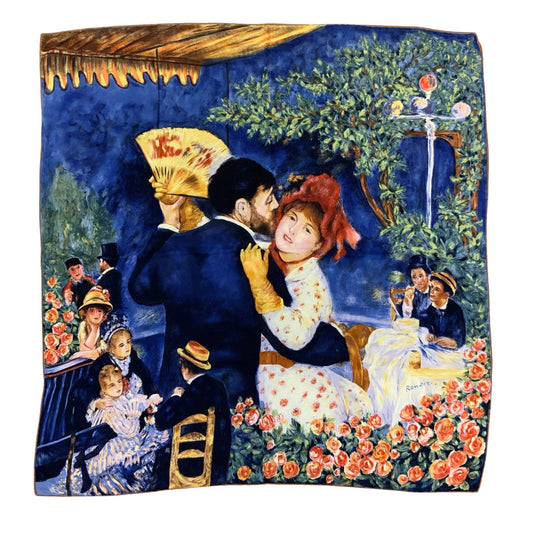 VTG PIERRE-AUGUSTE RENOIR PAINTING DANCE IN THE COUNTRY BLUE ORANGE SCARF