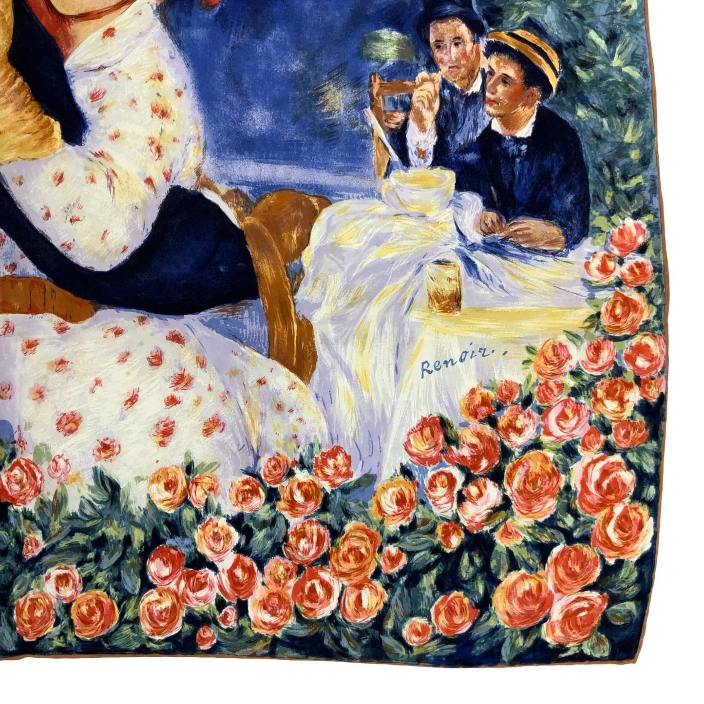 VTG PIERRE-AUGUSTE RENOIR PAINTING DANCE IN THE COUNTRY BLUE ORANGE SCARF