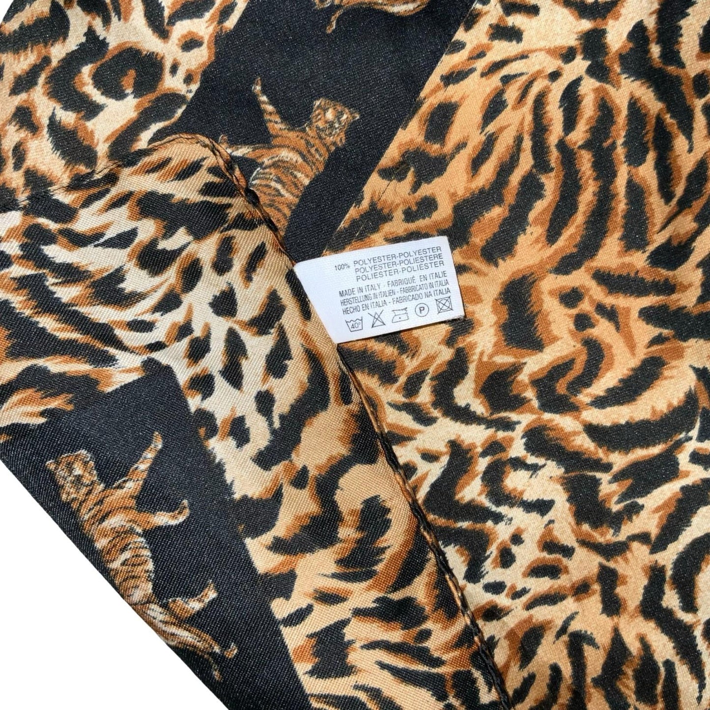 VTG 90s 00s y2k BROWN BLACK TIGER ANIMAL PRINT BANDANNA SQUARE SCARF