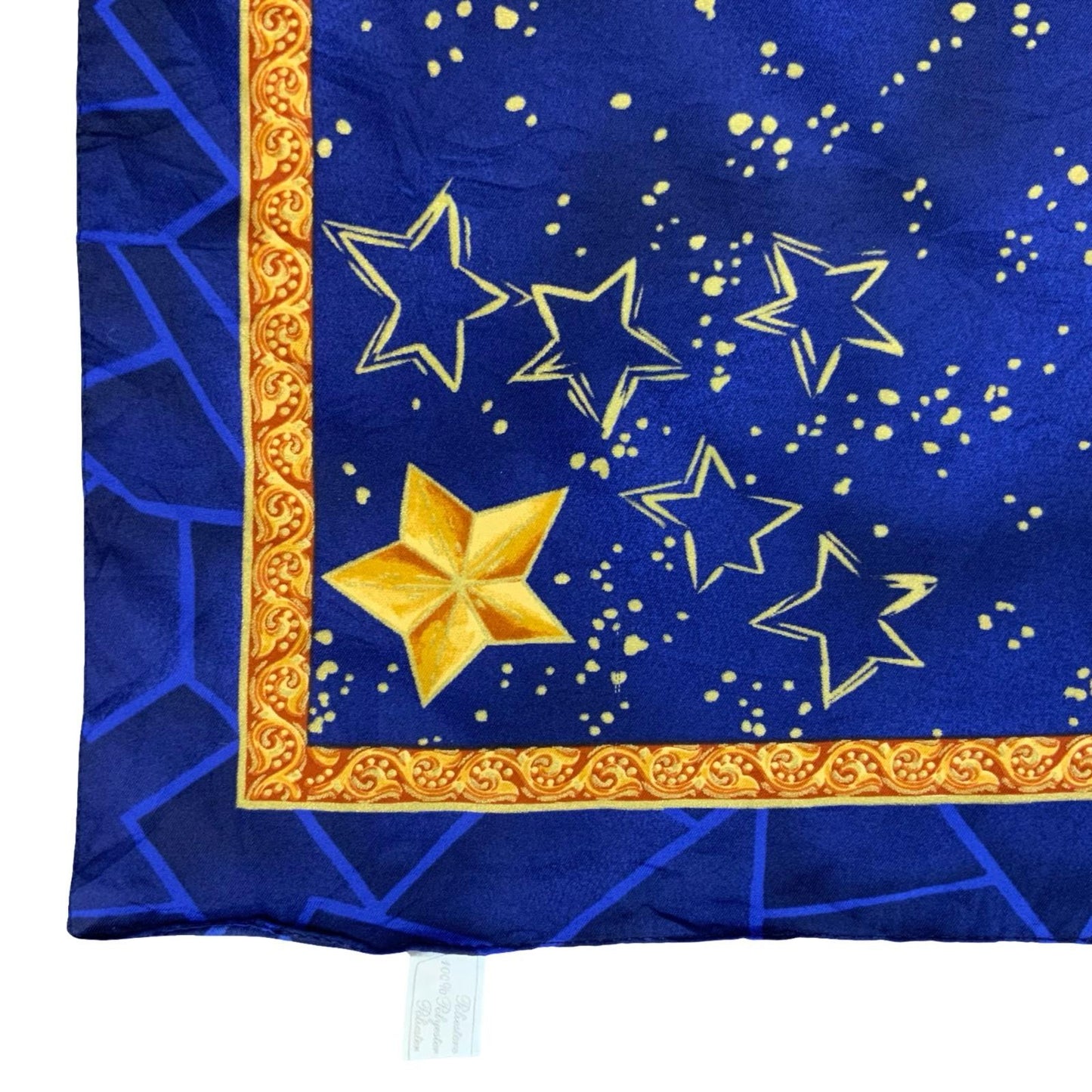 VTG 90s Y2K BLUE GOLD SUN CELESTIAL GRAPHIC STAR BOHO ALTAR CLOTH SQUARE SCARF