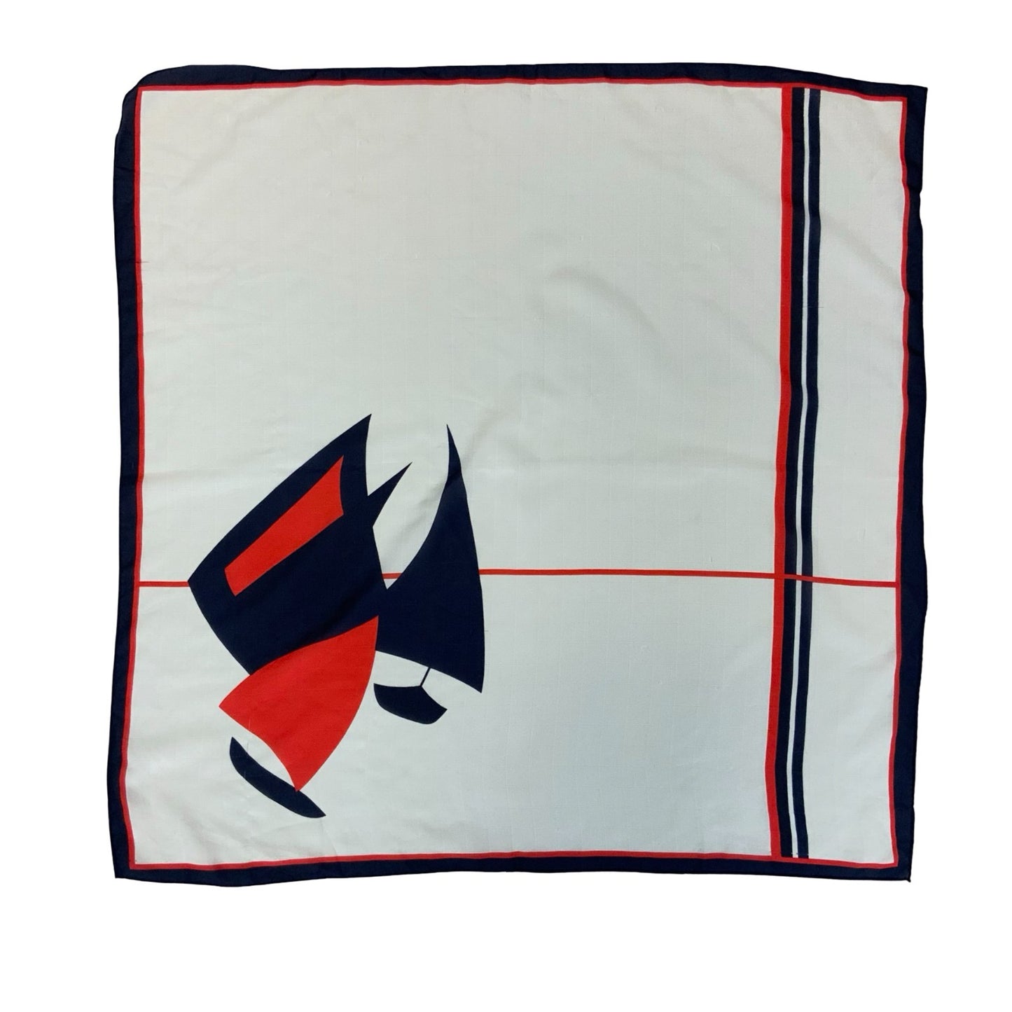 VTG WHITE BLUE RED SAILBOAT NAUTICAL DESIGN GEOMETRIC ABSTRACT SQUARE SCARF