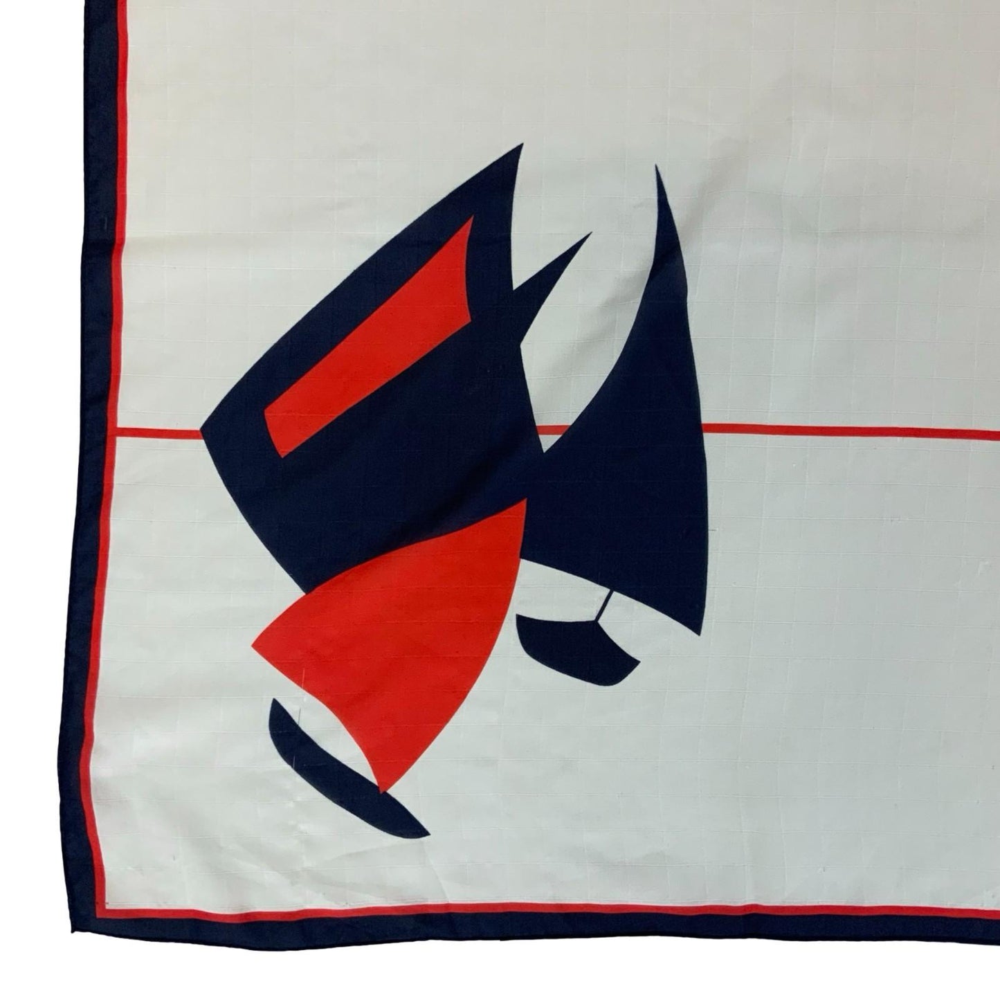 VTG WHITE BLUE RED SAILBOAT NAUTICAL DESIGN GEOMETRIC ABSTRACT SQUARE SCARF