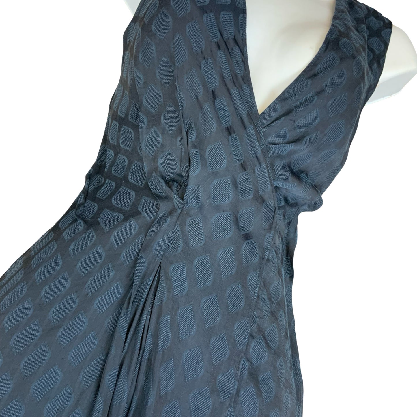 VTG 'VERA WANG' SIMPLY VERA INDIGO BLUE GEOMETRIC PATTERNED DRESS UK8/10
