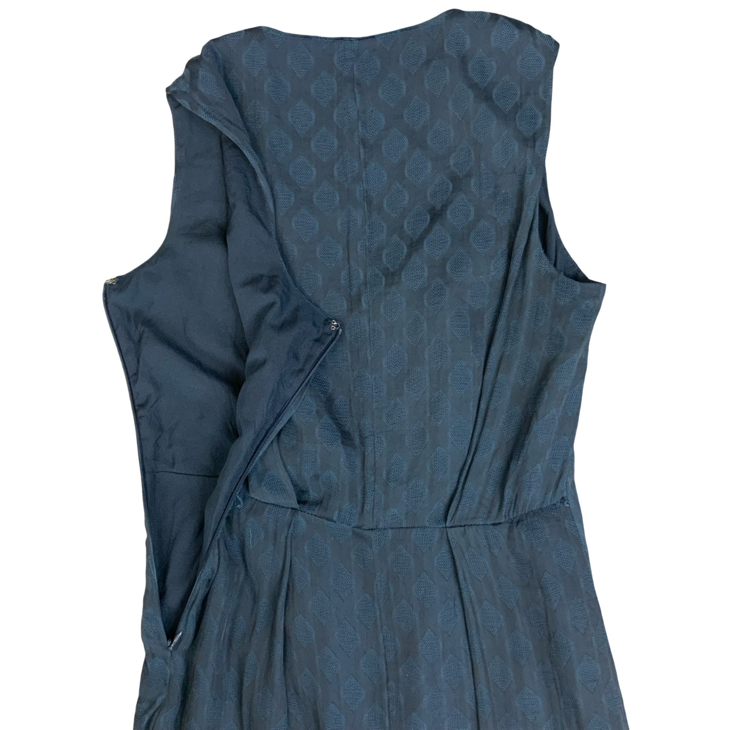 VTG 'VERA WANG' SIMPLY VERA INDIGO BLUE GEOMETRIC PATTERNED DRESS UK8/10