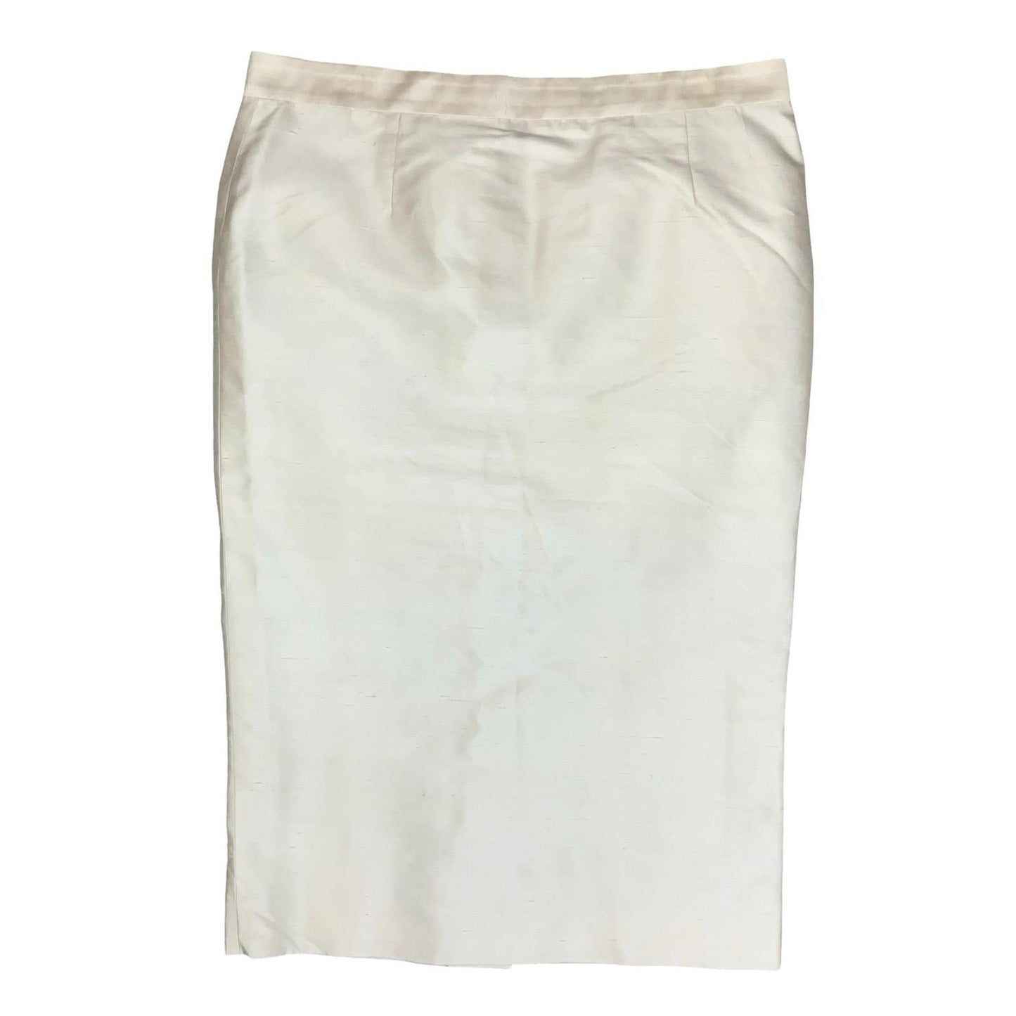 'DOLCE & GABBANA' DESIGNER WHITE 100% SILK MID-LENGTH PENCIL SKIRT UK 12