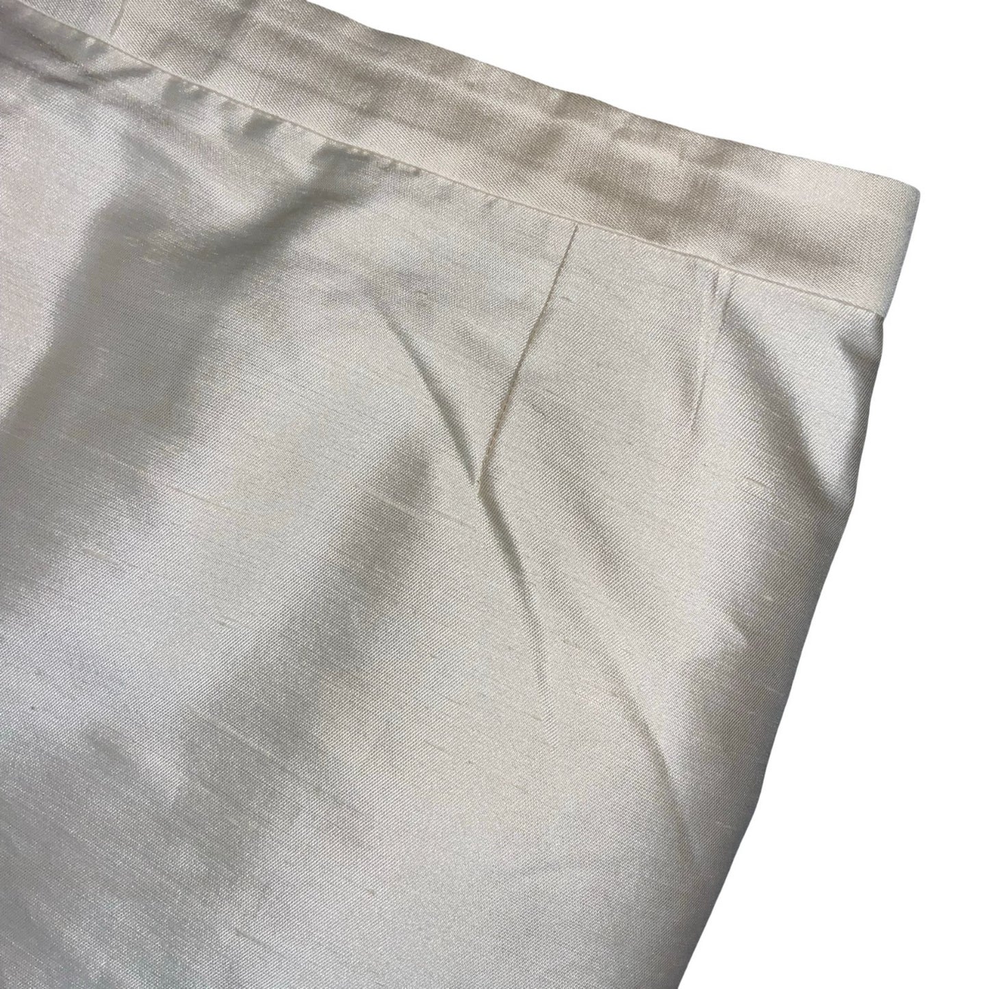 'DOLCE & GABBANA' DESIGNER WHITE 100% SILK MID-LENGTH PENCIL SKIRT UK 12