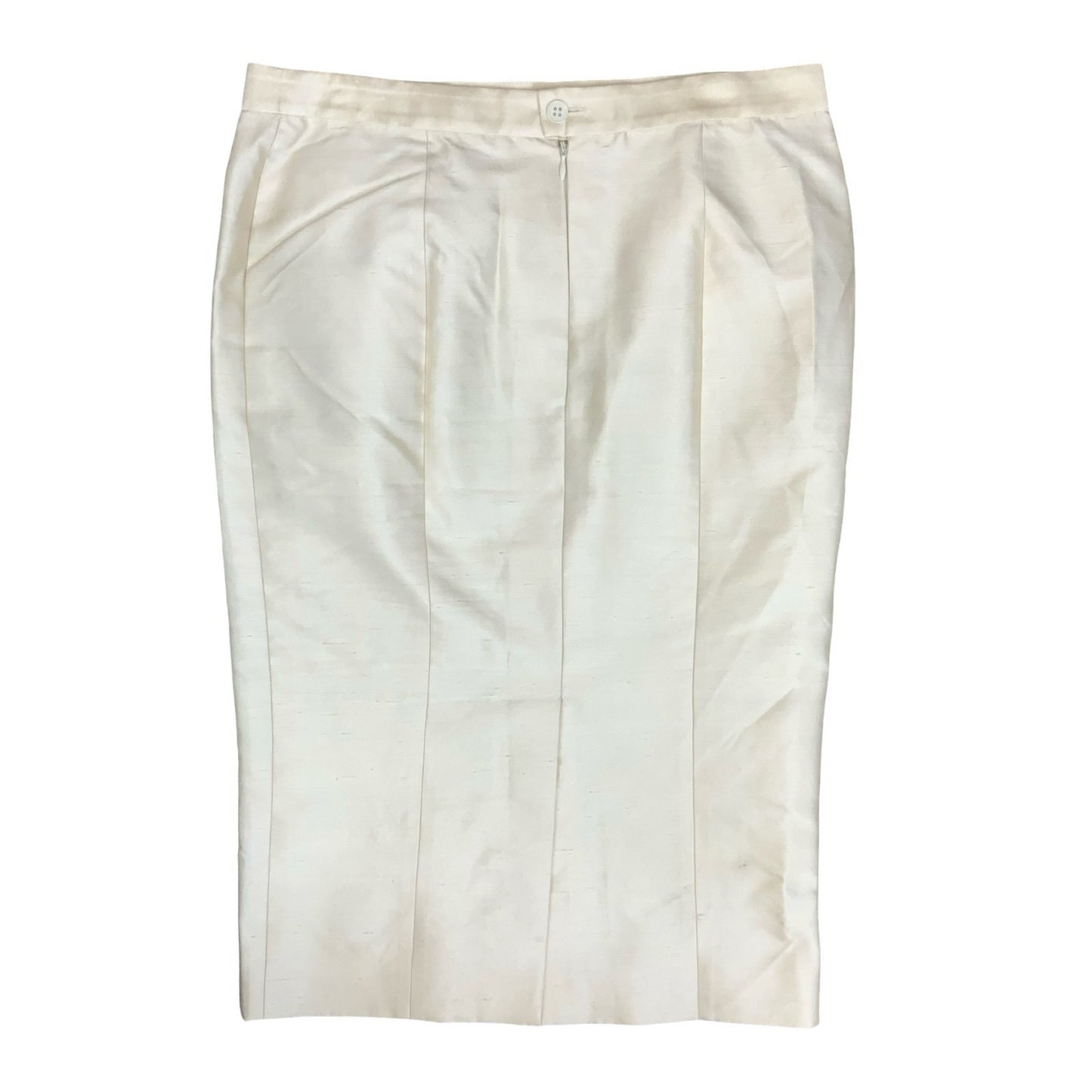 'DOLCE & GABBANA' DESIGNER WHITE 100% SILK MID-LENGTH PENCIL SKIRT UK 12