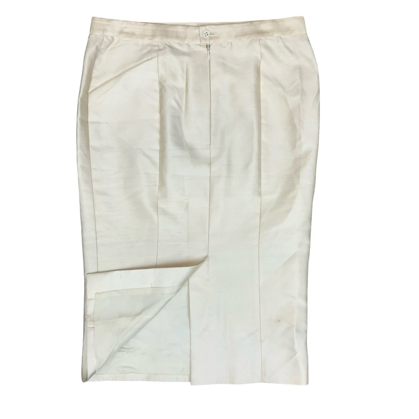 'DOLCE & GABBANA' DESIGNER WHITE 100% SILK MID-LENGTH PENCIL SKIRT UK 12