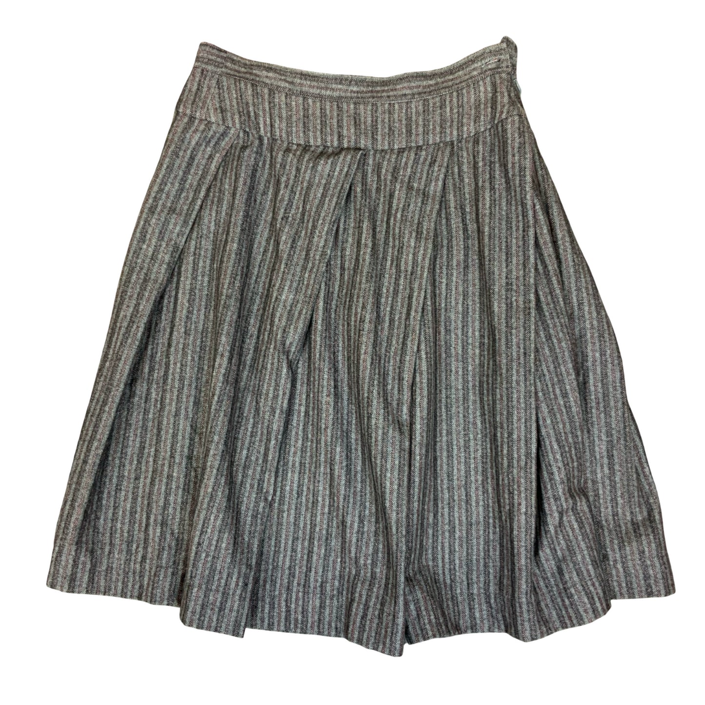 VTG 'VIVIENNE WESTWOOD' GREY RED BLACK STRIPE ASYMMETRIC PLEATED WOOL SKIRT UK12