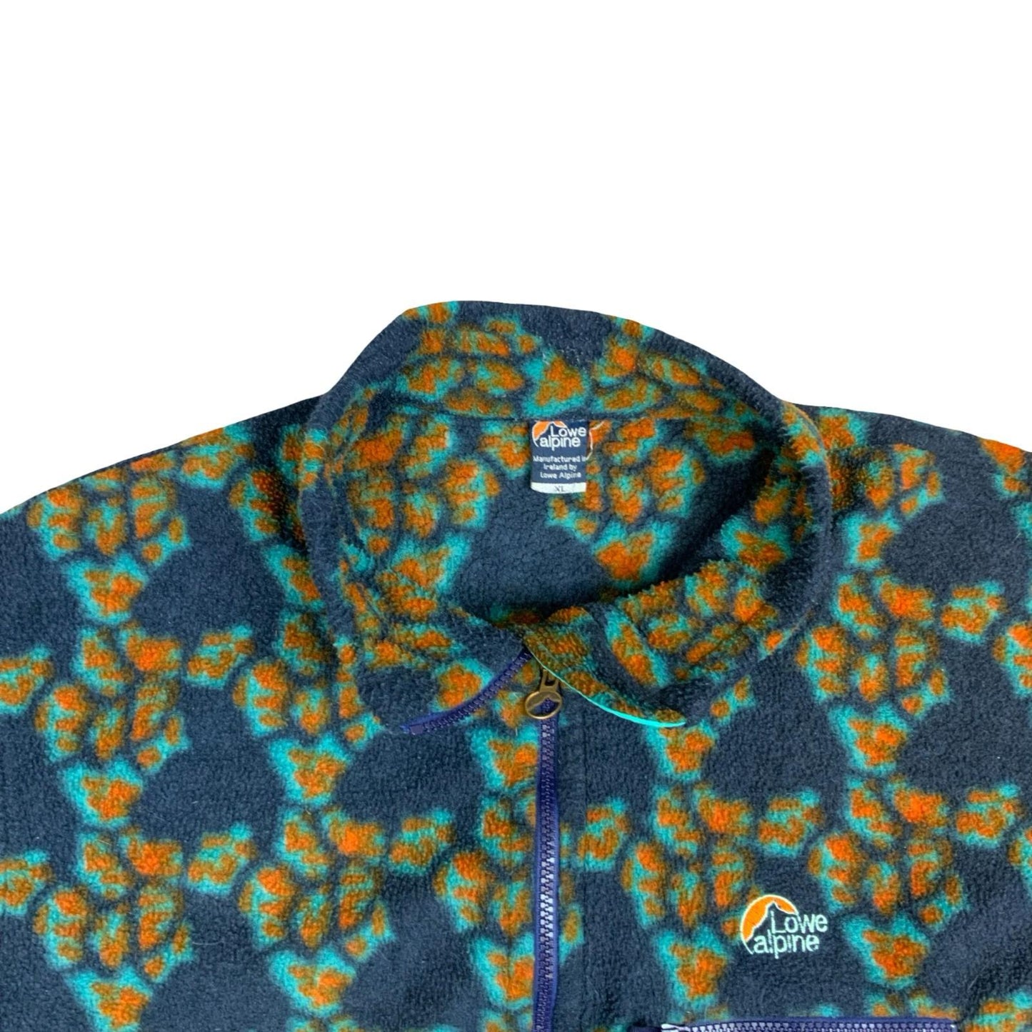 Vintage 90s Lowe Alpine AOP Geometric Pattern Full Zip Fleece Jacket XL