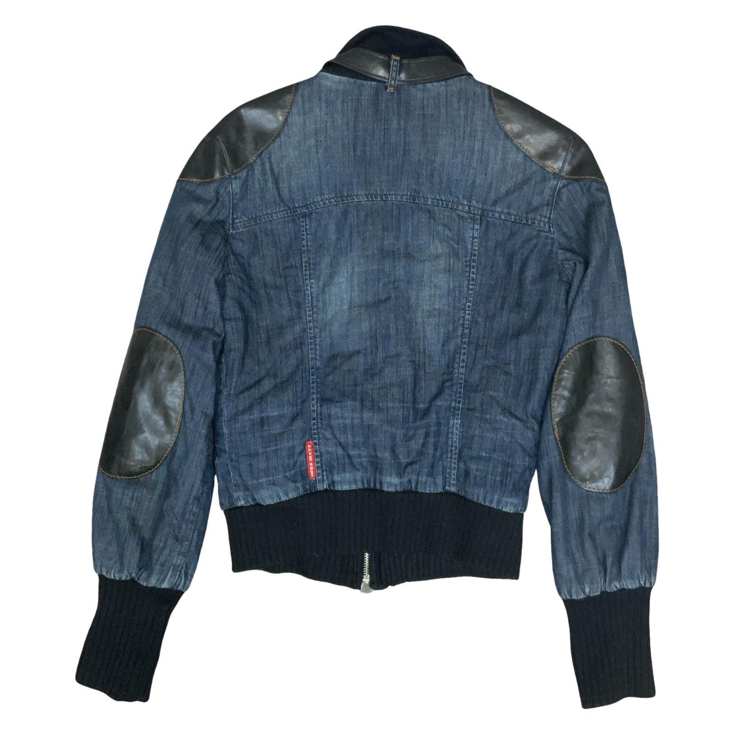 VTG Y2K 'Miss Sixty' RARE Blue Faded Denim Cropped Bomber Zip-Up Jacket UK 10/12