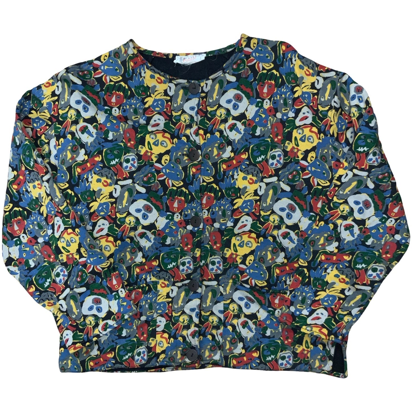 Vtg 80s 'Jean Paul Gaultier' Public Multicolour Faces Print Sweatshirt Jacket M
