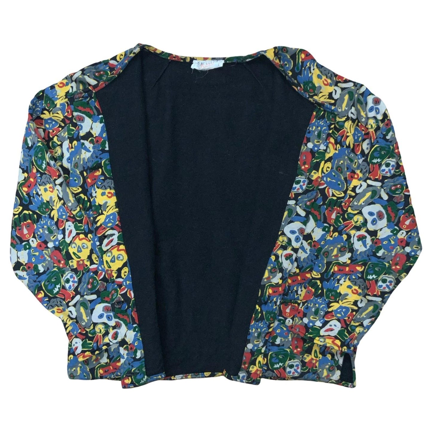 Vtg 80s 'Jean Paul Gaultier' Public Multicolour Faces Print Sweatshirt Jacket M