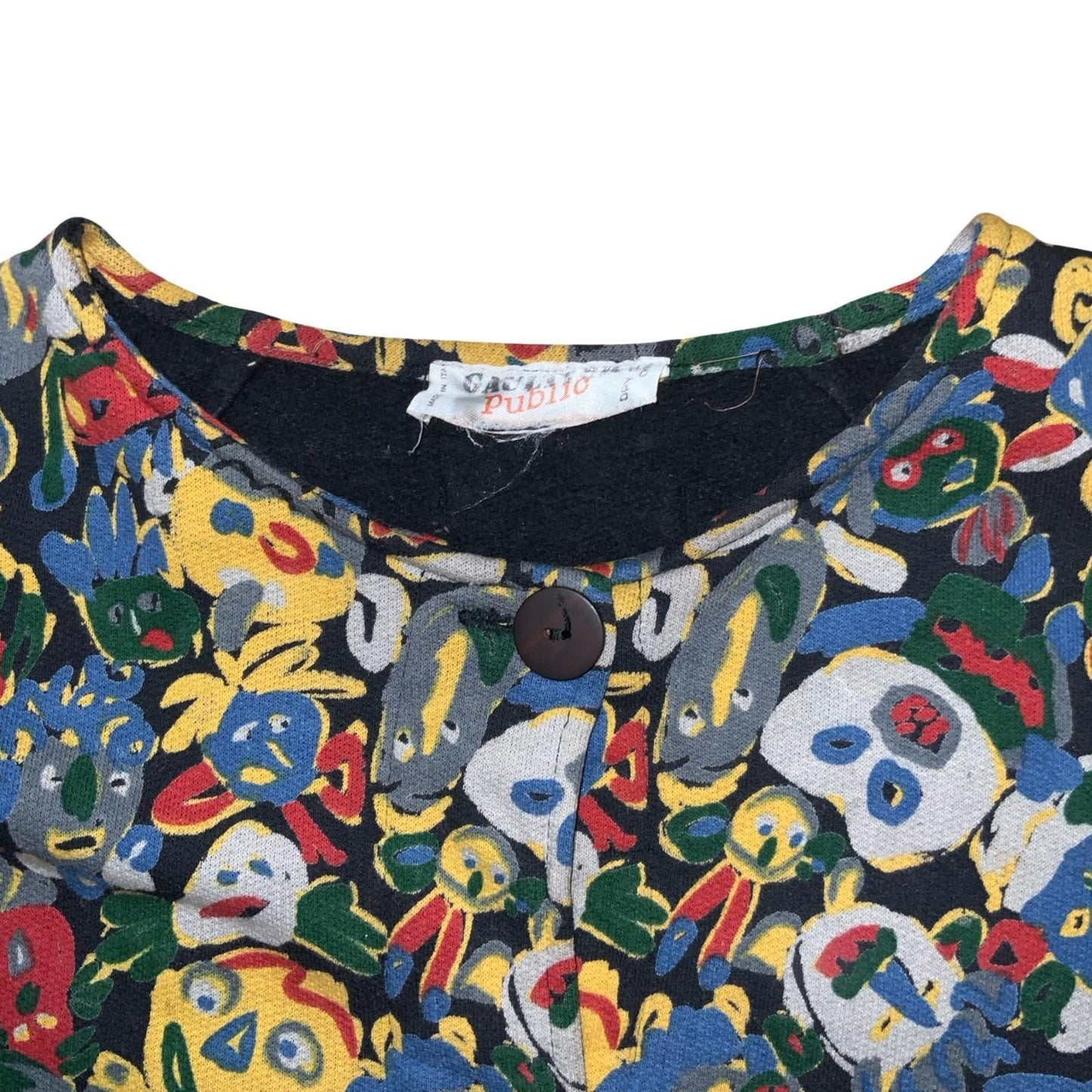 Vtg 80s 'Jean Paul Gaultier' Public Multicolour Faces Print Sweatshirt Jacket M