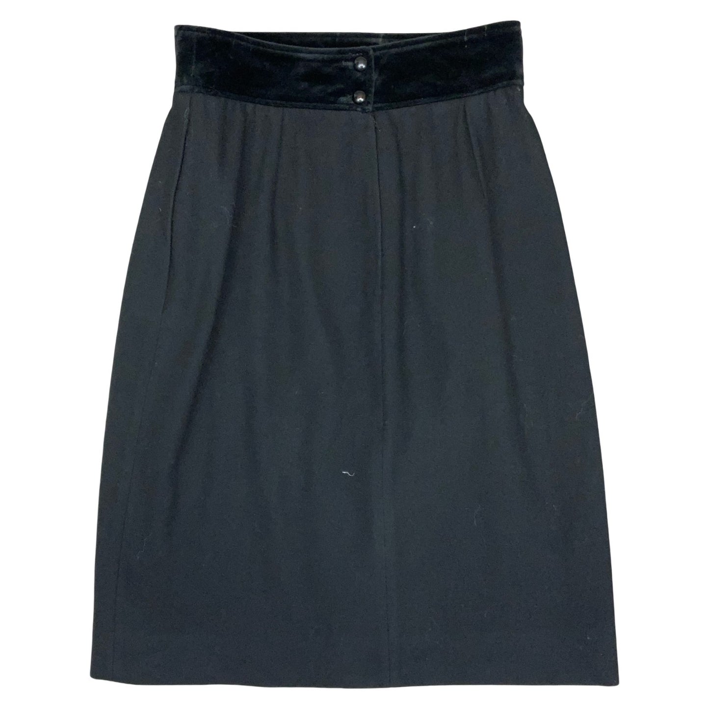 VTG 80s 90s 'Valentino' Miss V Italian Black Wool Smart Pencil Skirt Small UK 10
