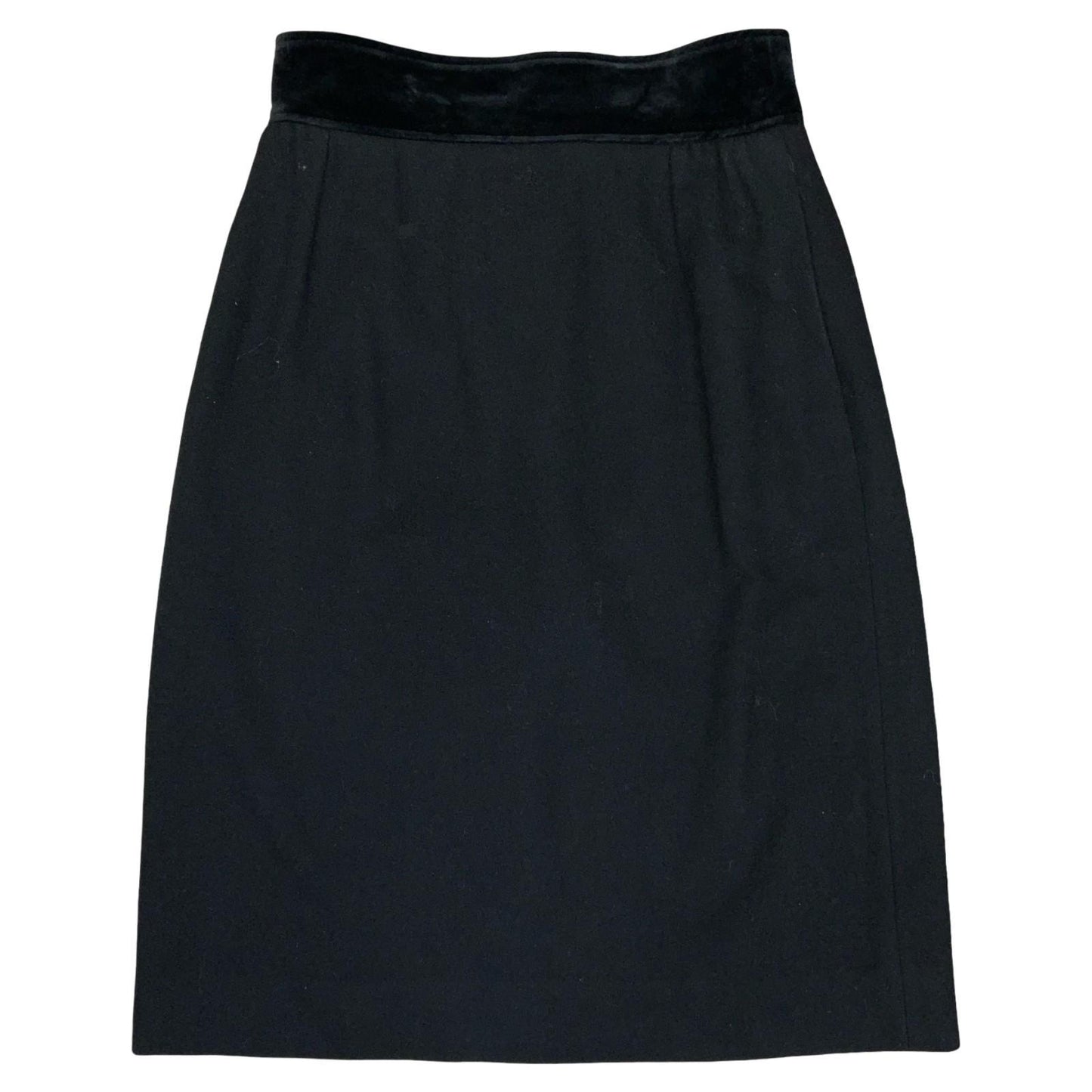 VTG 80s 90s 'Valentino' Miss V Italian Black Wool Smart Pencil Skirt Small UK 10