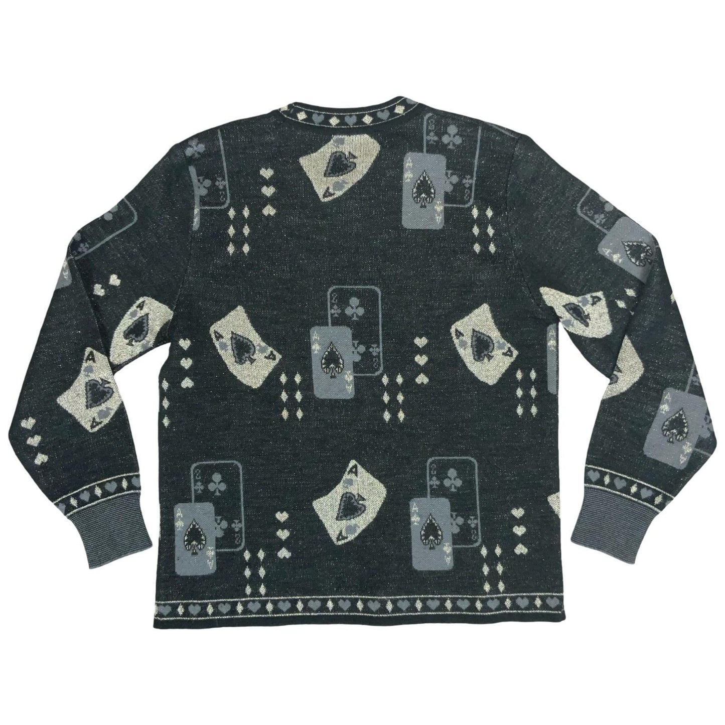 VTG 80s RARE 'Marisa Christina' Black Grey Playing Cards Novelty Jumper UK 10/12