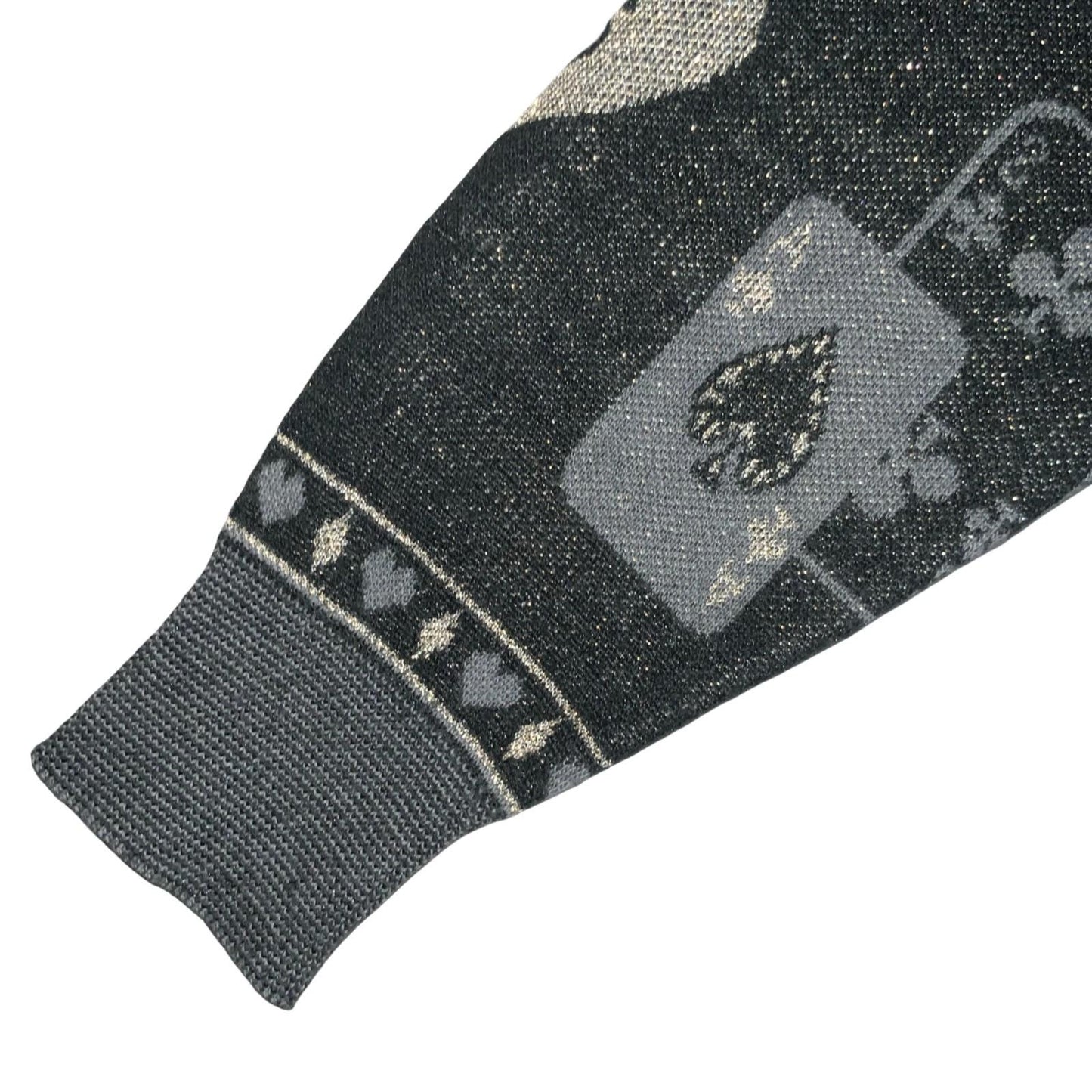 VTG 80s RARE 'Marisa Christina' Black Grey Playing Cards Novelty Jumper UK 10/12