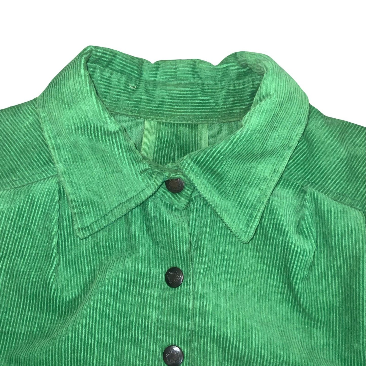 VTG 90s y2k Green Button-Up Cropped Casual Retro Corduroy Shirt Jacket UK 8/10