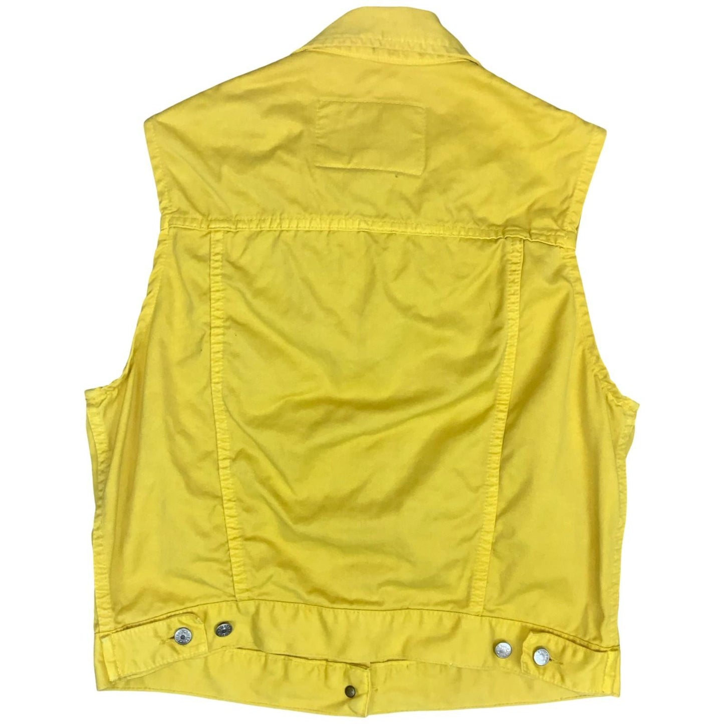 Vintage 90s 'Diesel' Yellow Biker Retro Sleeveless Denim Vest Jacket M/L UK 14