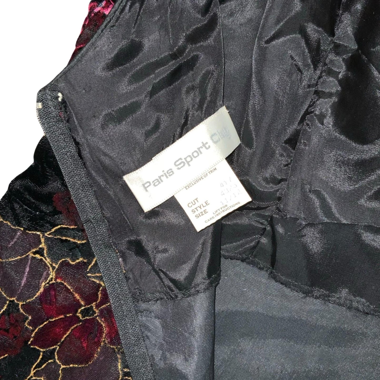 Vtg 80s 'Paris Sport Club' Velvet Purple Black Floral Puff Sleeve Mini Dress 10