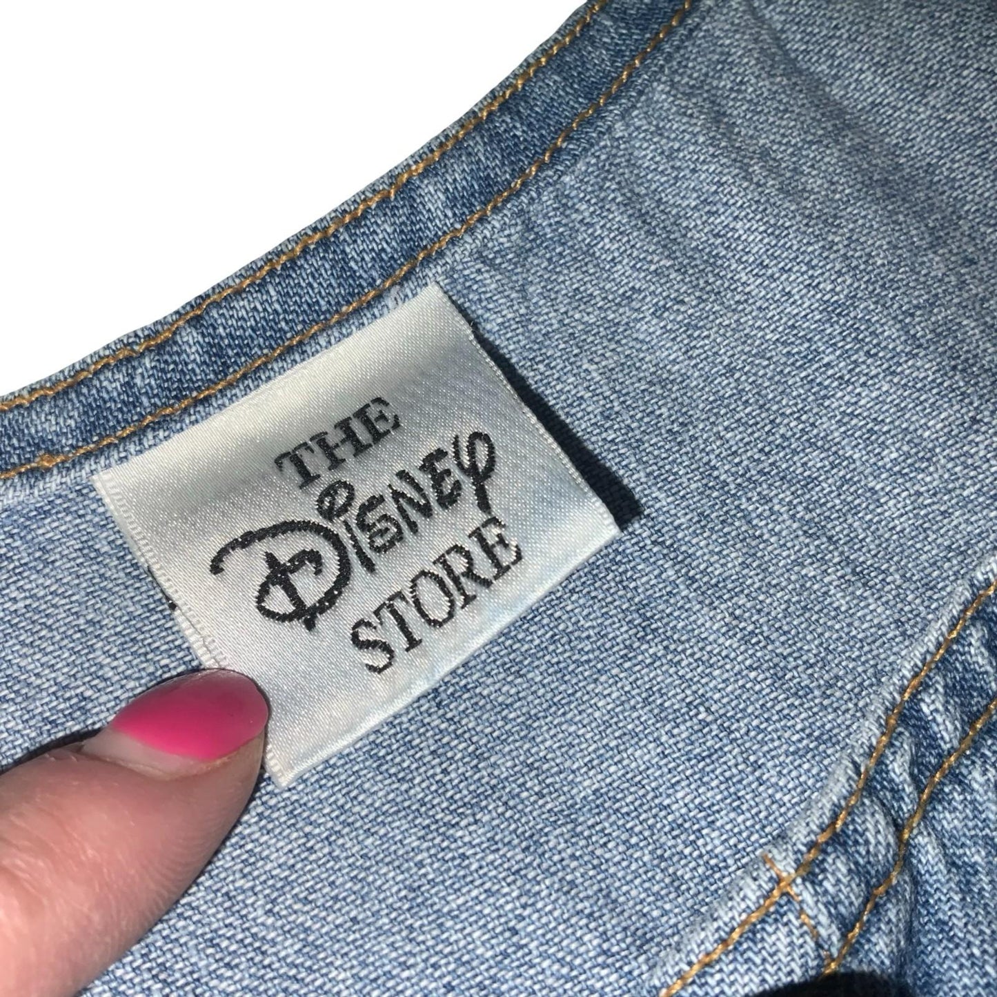 90s Y2K 'The Disney Store' Blue Winnie the Pooh Embroidered Denim Dress UK 10/12