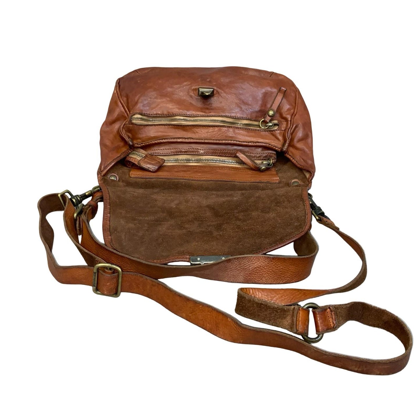 Vtg 'Campomaggi' Brown Italian Cowhide Leather Handbag Shoulder Crossbody Bag