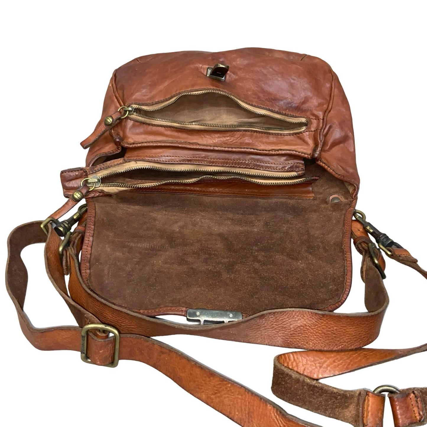 Vtg 'Campomaggi' Brown Italian Cowhide Leather Handbag Shoulder Crossbody Bag