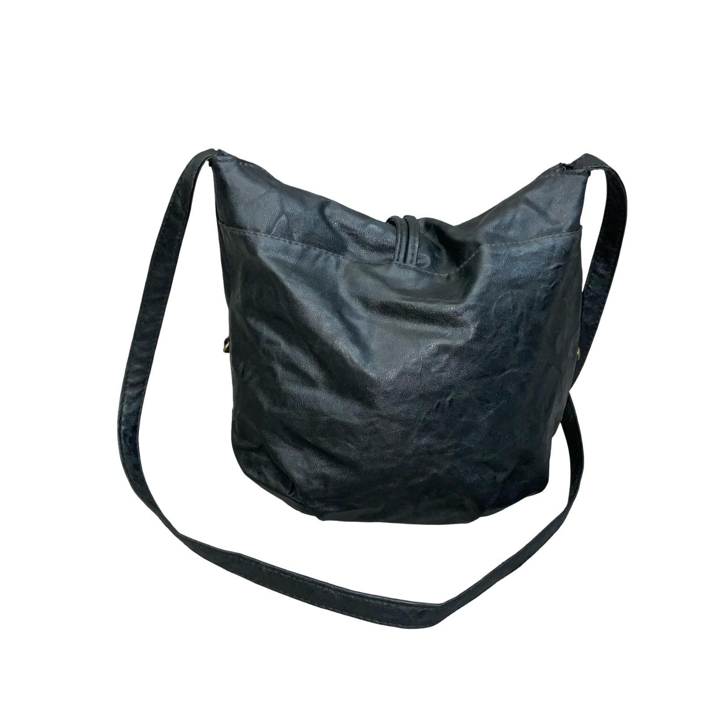 Vtg 90s Black Gold Chain Slouch-Style Tassel Hobo Crossbody Shoulder Handbag