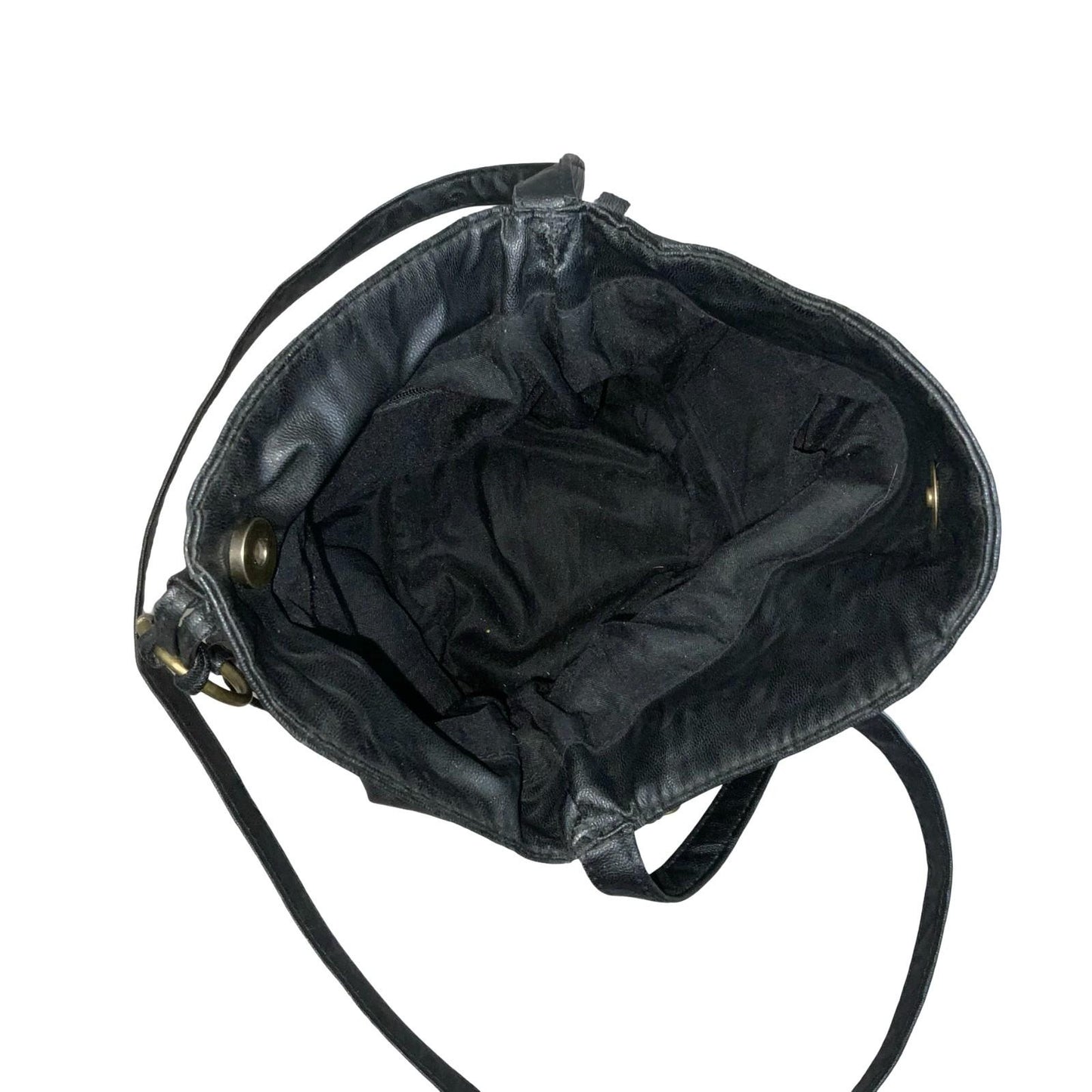 Vtg 90s Black Gold Chain Slouch-Style Tassel Hobo Crossbody Shoulder Handbag