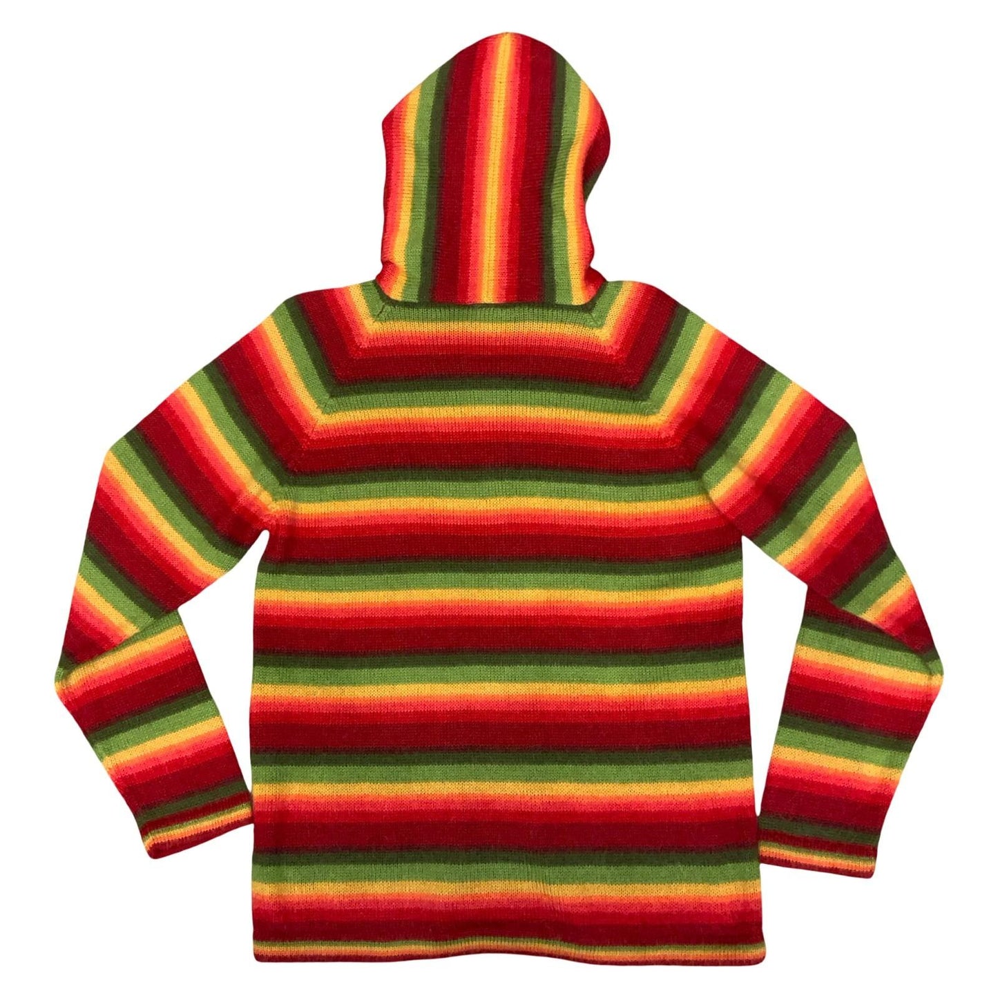 J.P.S Art Corporation Boho Multicoloured Rasta Alpaca Wool Zip-Up Knit Hoodie M