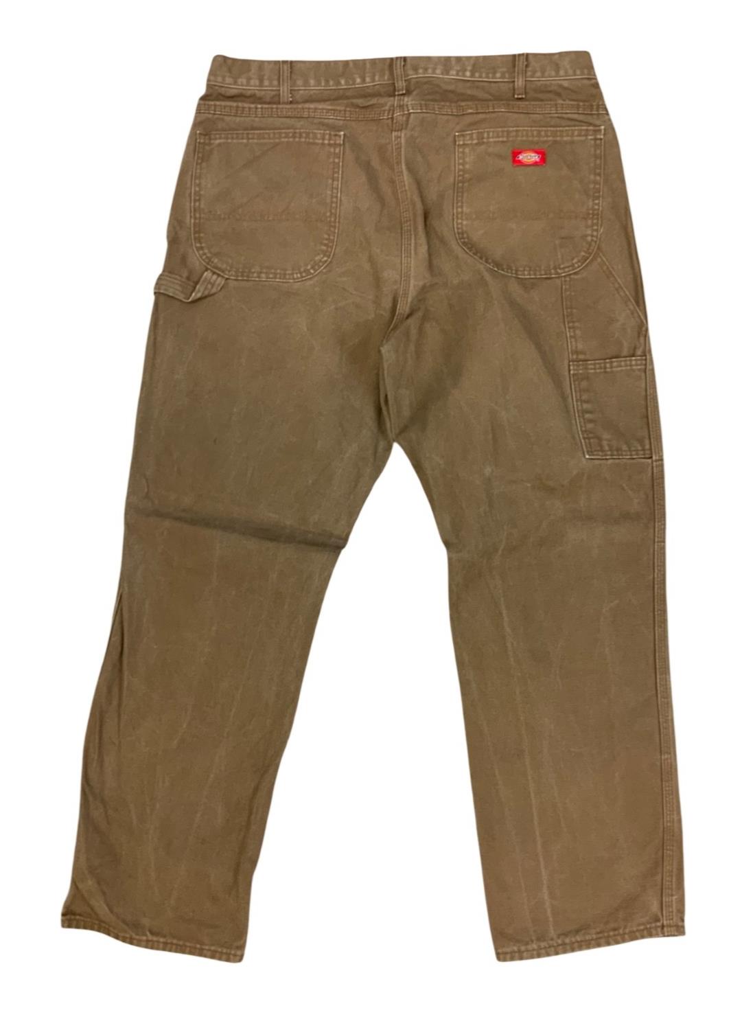 Vtg Dickies Brown Duck Canvas USA Workwear Carpenter Trousers Pants 38W 32L