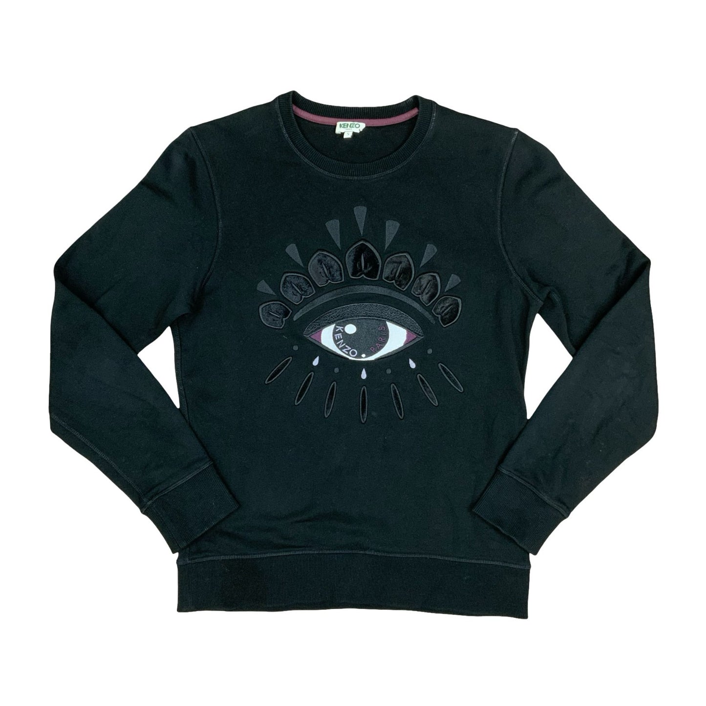Y2K Kenzo Evil Eye Embroidered Black Sweatshirt Crewneck Jumper S/M