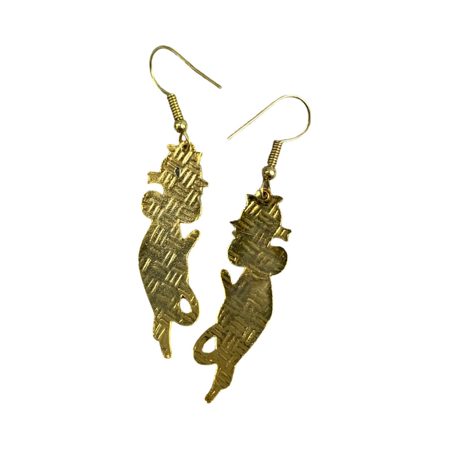 VTG 90S DOES 60S NAVY GOLD RED ART NOUVEAU CAT ENAMEL DROP EARRINGS ENV10