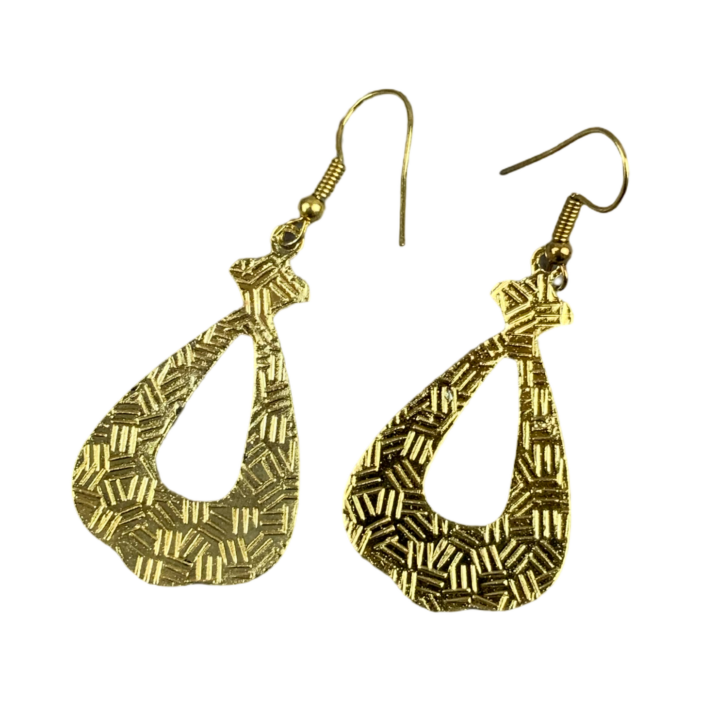 VTG 90S DOES 70S BLACK PINK GOLD FLORAL ART DECO ENAMEL HOOK EARRINGS ENV15