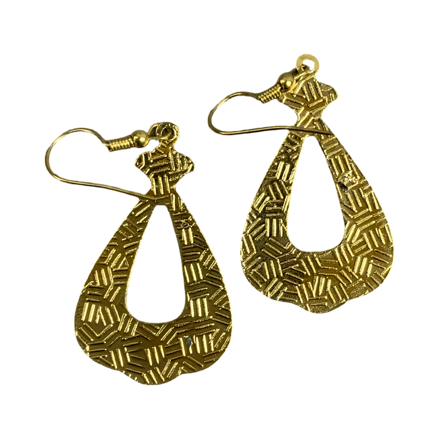 VTG 90S DOES 70S RED GOLD PINK GREEN ART DECO FLORAL ENAMEL HOOK EARRINGS ENV15