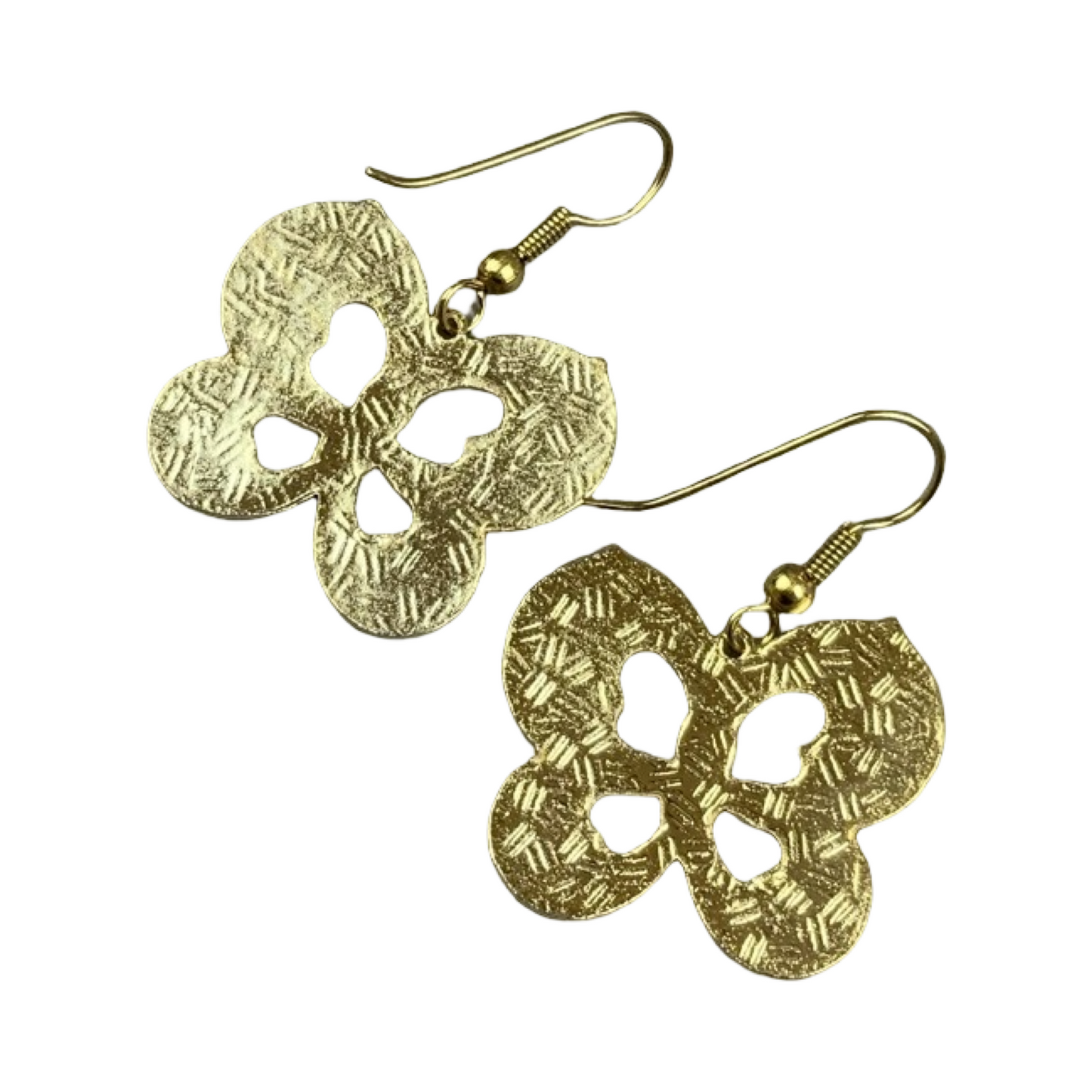 VTG 90S NAVY BLUE GOLD PINK ORANGE BUTTERFLY ART DECO ENAMEL DROP EARRINGS ENV14